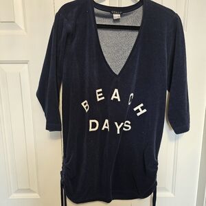 Venus medium blue and white terry cloth cover up